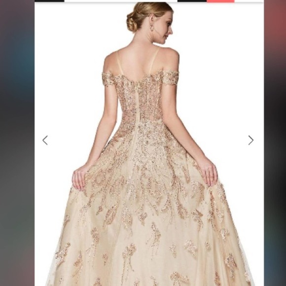 Cinderella Divine - KV1034 Beaded Lace Sweetheart Ballgown NWT size 4 Gold/Gold - Picture 4 of 15